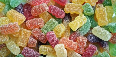 Assorted sour gummy bears.